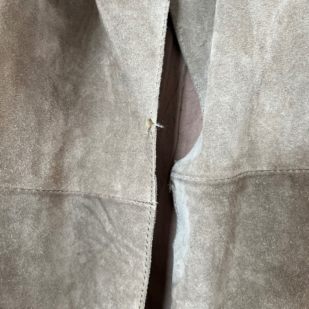 MNG Mango Genuine Leather Suede Trench Coat Belted‎ Taupe Double Breasted - Picture 11 of 16